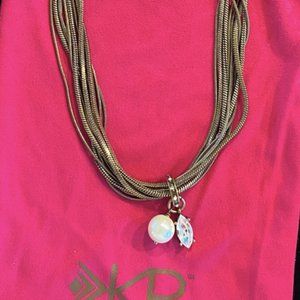 Silpada "Dreamy Details" Necklace  glass pearl - Swarovski crystal  - brass